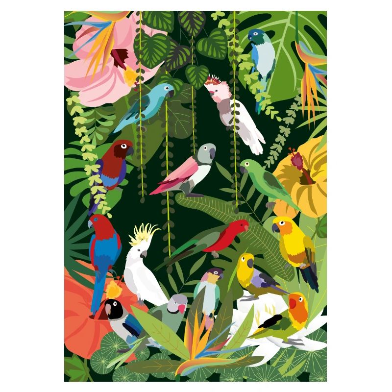Perroquets dans la jungle, illustration