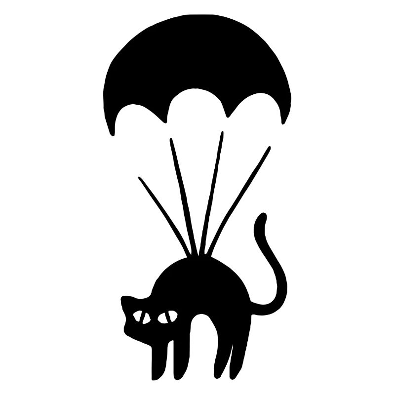 Schwarzer Kater mit Fallschirm Katzen