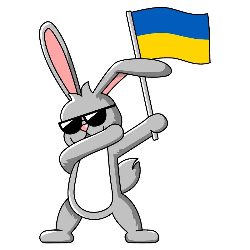 Dabbing Rabbit avec le drapeau de l’Ukraine