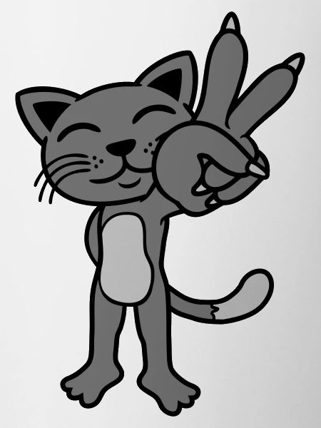 Peace Sign Standing Cat