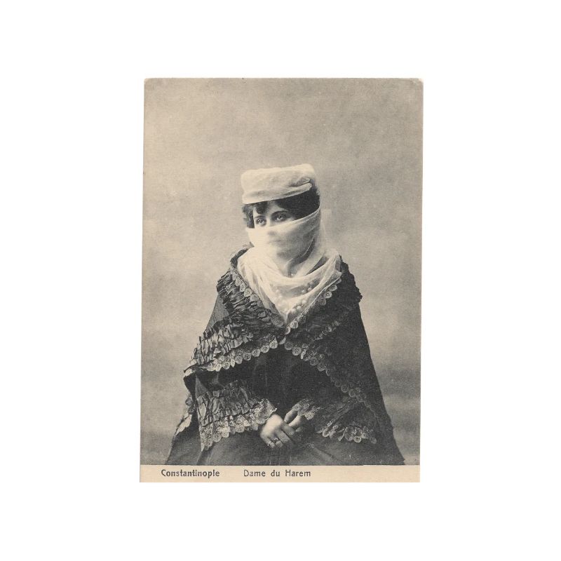 Harem lady Ottoman Empire on old postcard