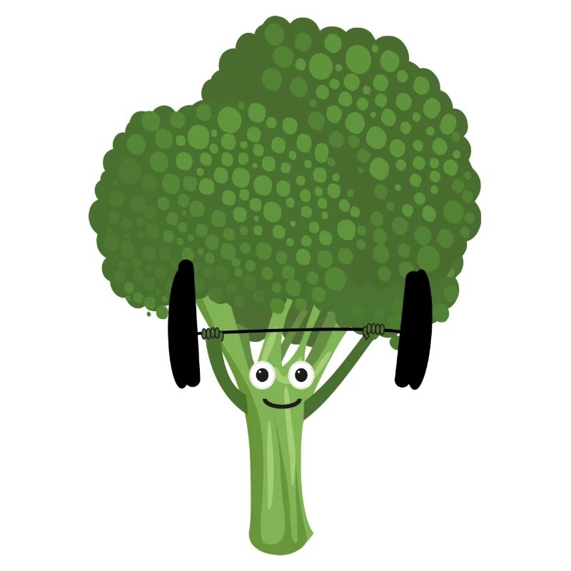 Athlete Broccoli,Lifting Weights, Broccoli