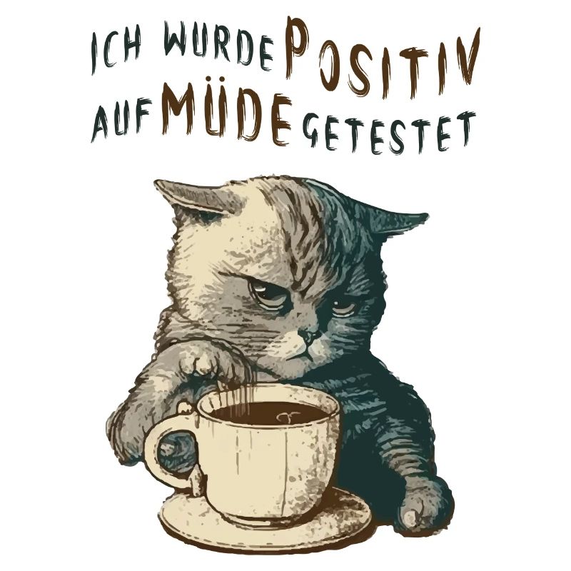 Katze Kaffee müde