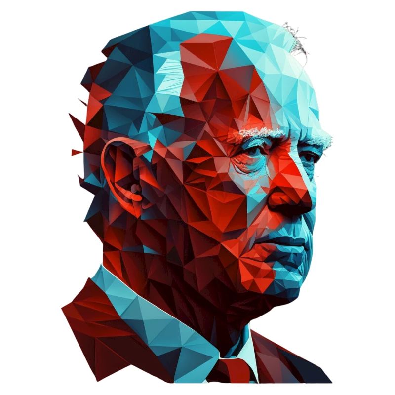 Joe Biden Low Polygon Red Blue Graphic Design