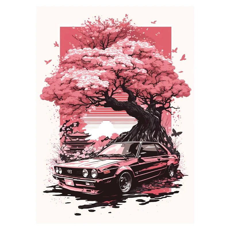 Vintage Sakura Cherry Blossom Tree Car