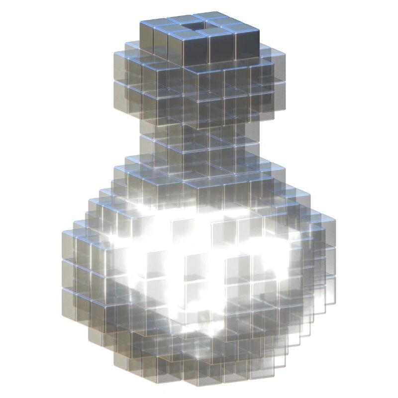 Flacon en cristal blanc avec potion blanche fluorescente