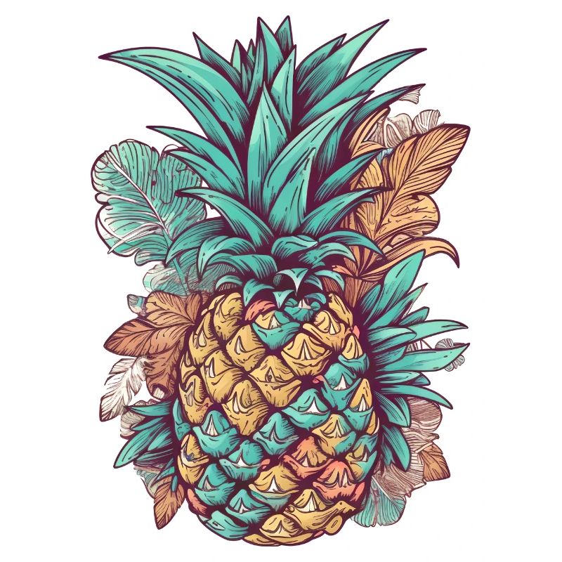 Pineapple colorful retro comic