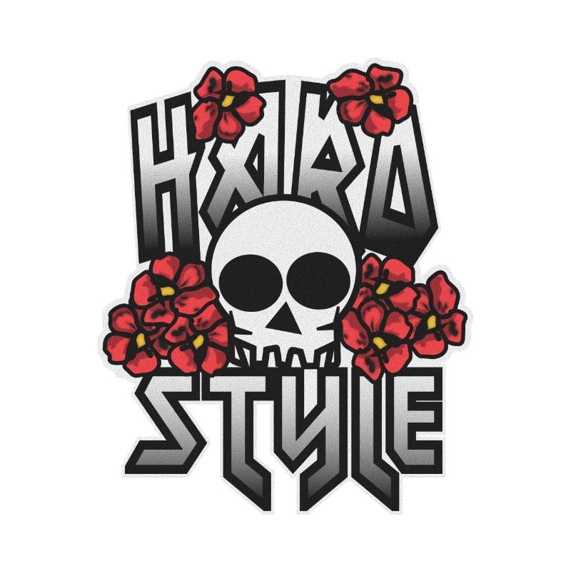 Crâne HARD STYLE incrusté dans les fleurs