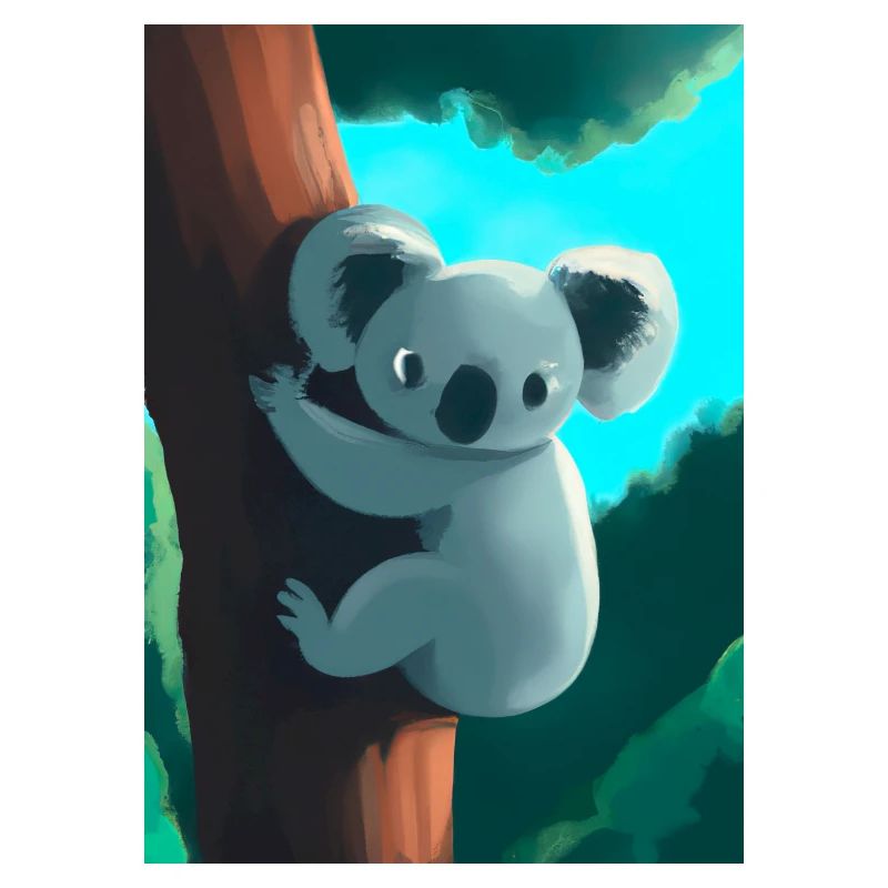 Ein Koala hängt an einem Baum