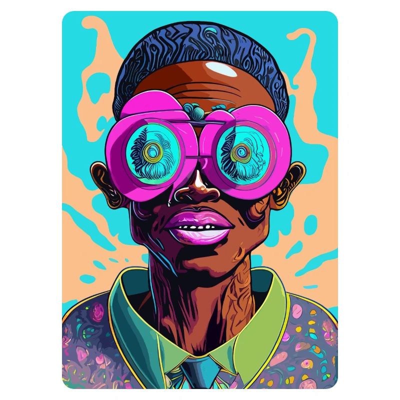 Flashy Afro Man avec des lunettes