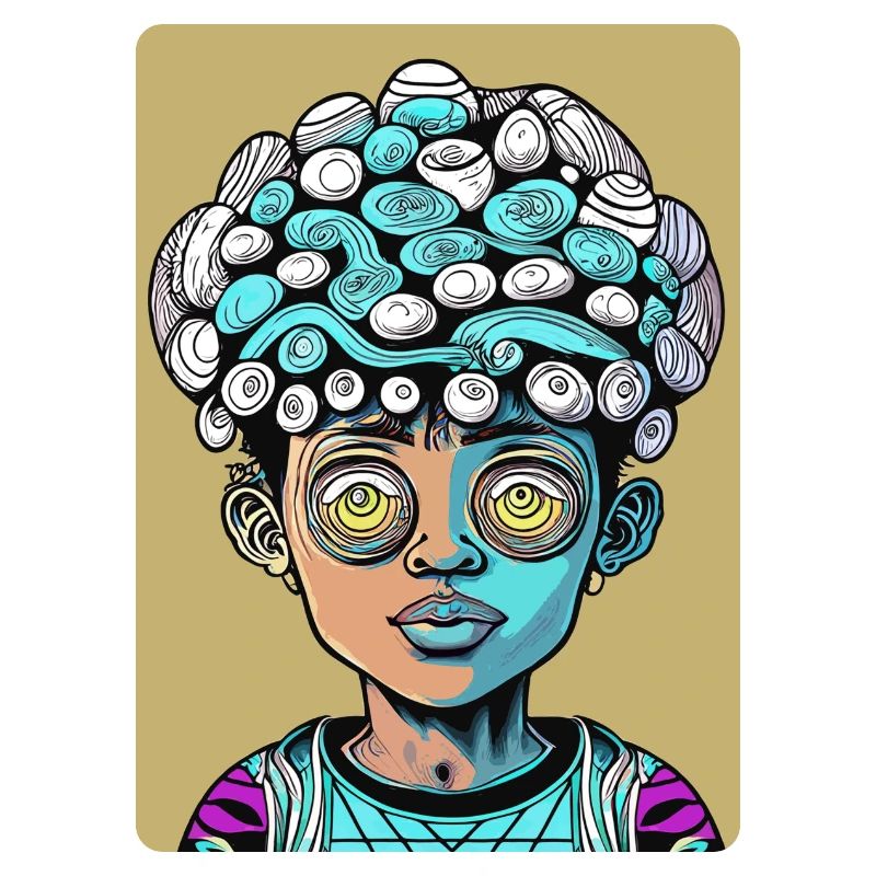Psychedelic Mysterious Kid with Big Head