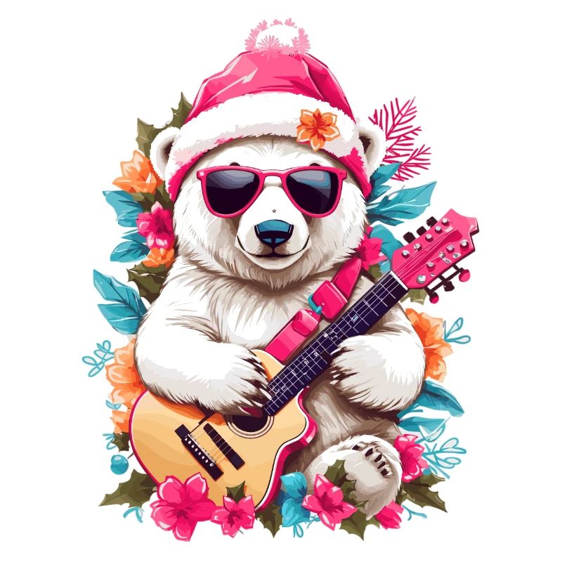 Cute polar bear with guitar