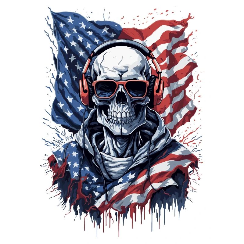Look élégant de drapeau de crâne d’Amérique