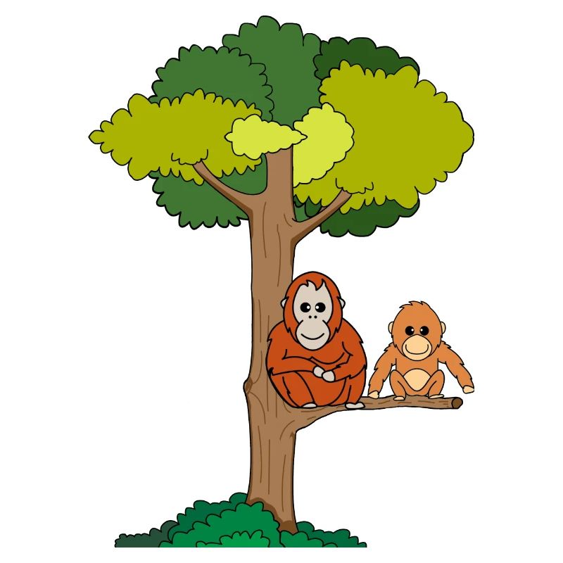 Orang-Utans sitzen in Baum