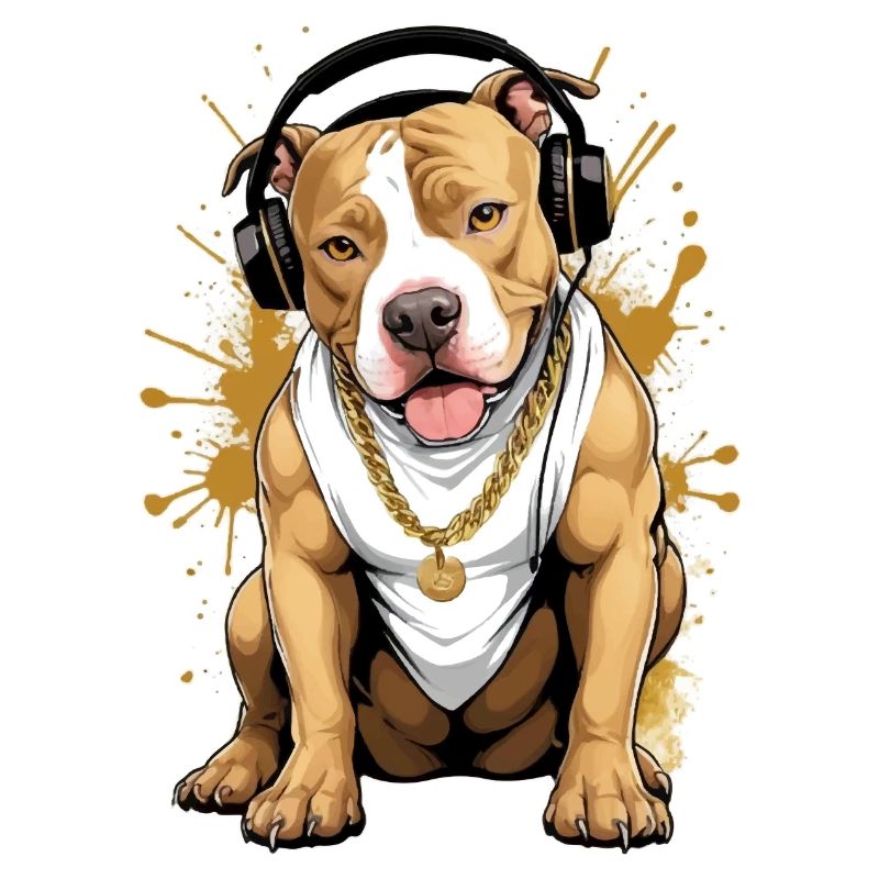 Chien bouledogue avec écouteurs