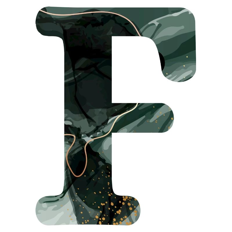 Lettre f marbré vert