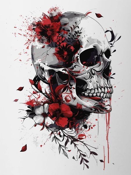 Crâne avec des fleurs