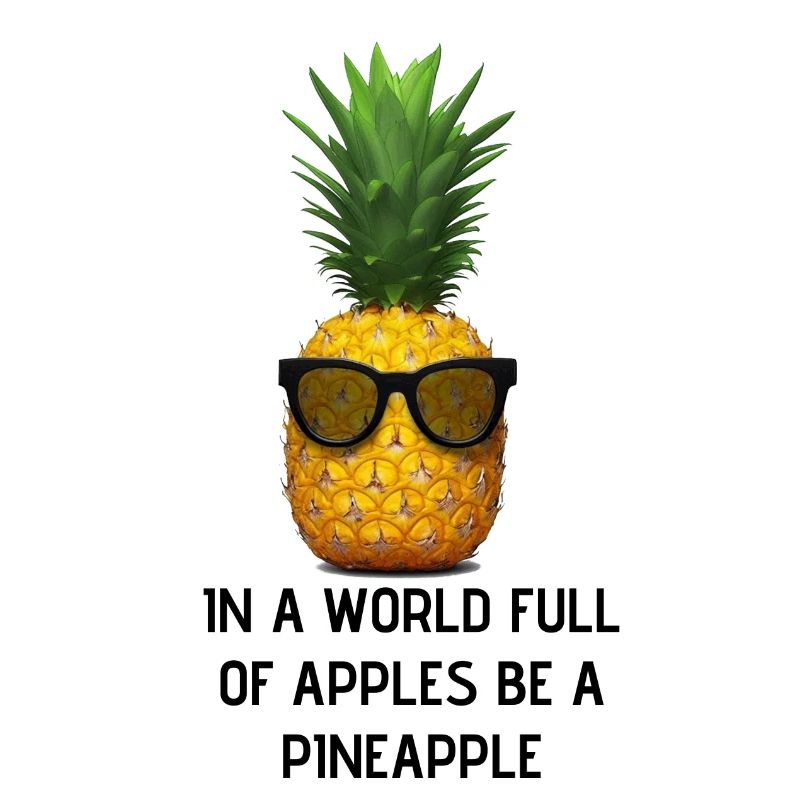 In einer Welt voller Äpfel sei eine Ananas