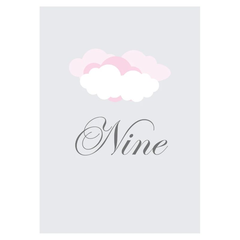 Cloud Nine Grey and Pink with Fluffy Clouds