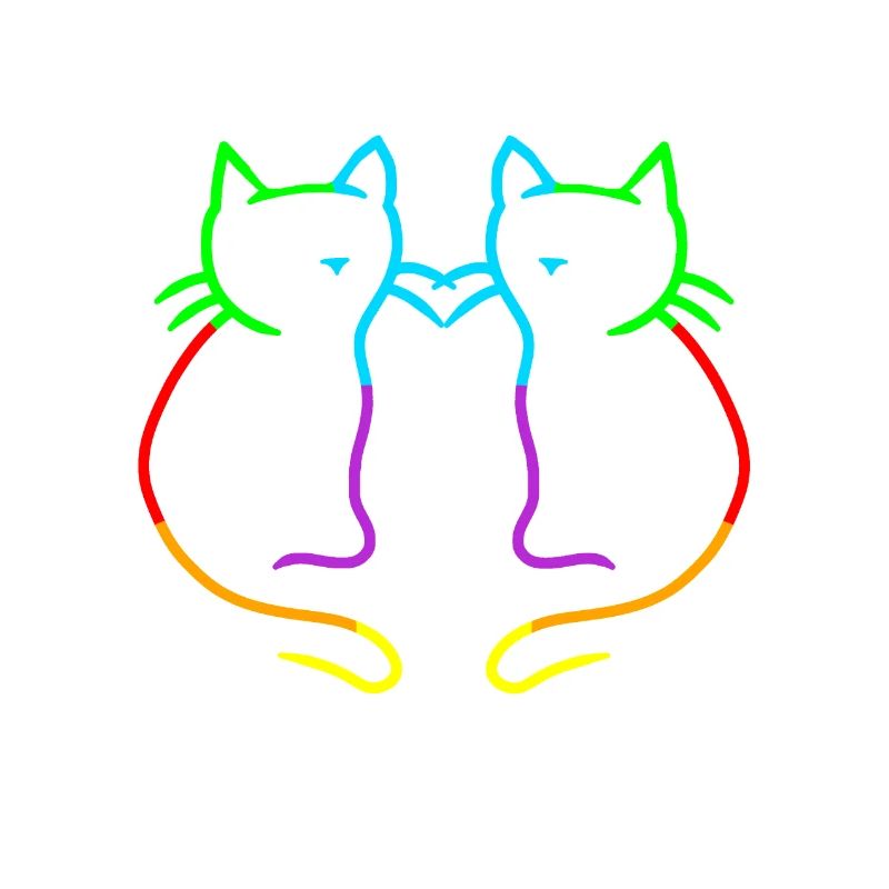 80er 90er Retro Regenbogen Herz Katzen Katze