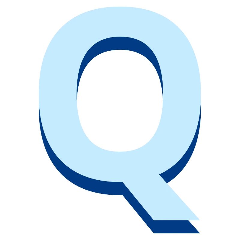 Pop und moderner blauer Buchstabe q