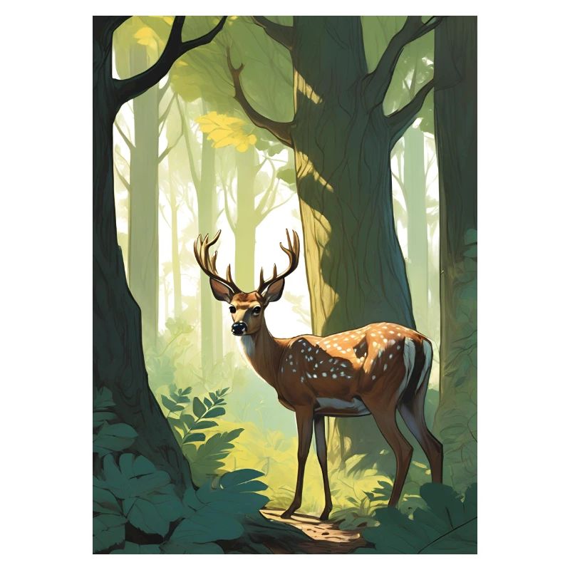 Deer in the forest green