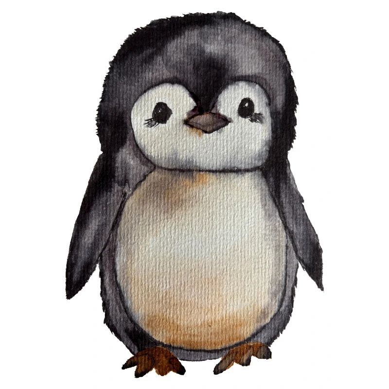 Petit pingouin aquarelle mignon peint à la main