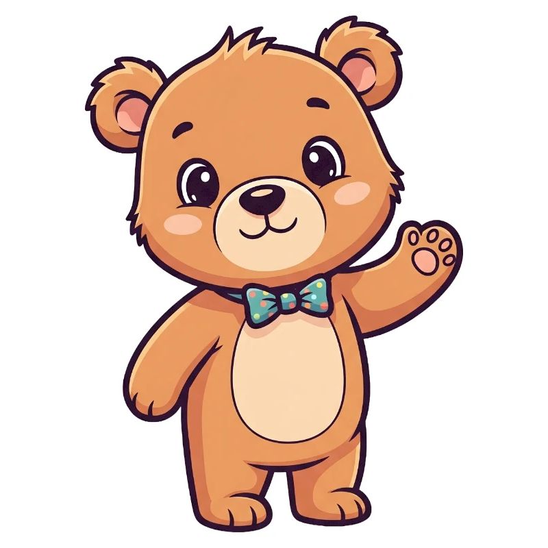 Cute bear head with bow