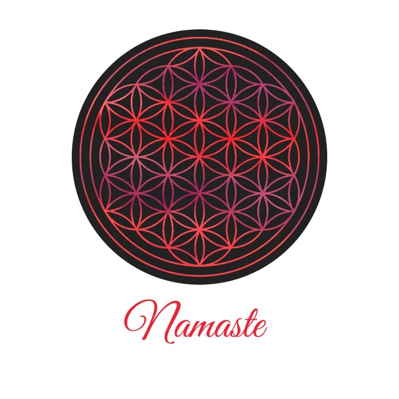 Namaste – Rote & Schwarze Blume des Lebens