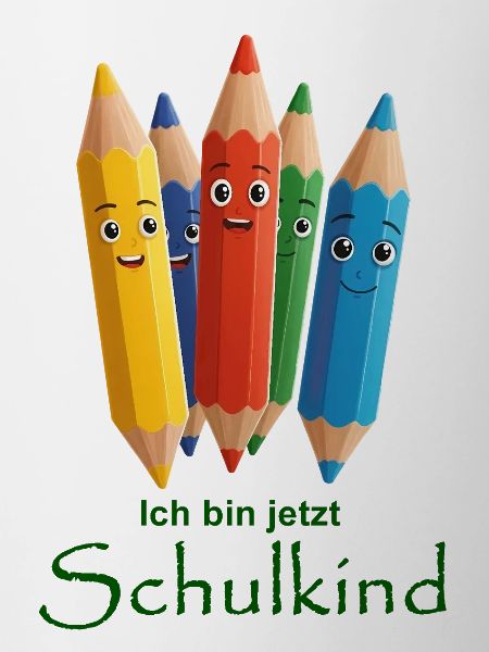 Bunte Buntstifte mit fröhlichen Gesichtern