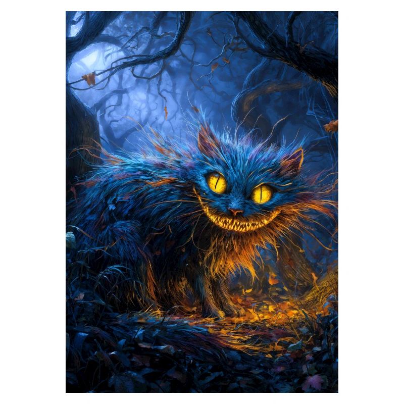 Chat bleu du Cheshire au clair de lune