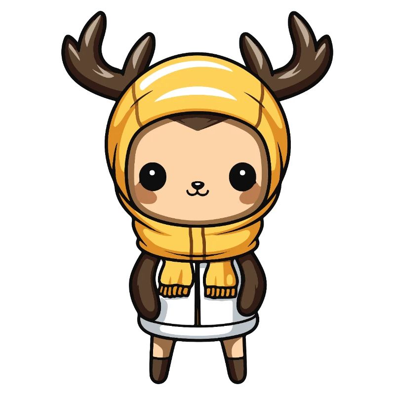 Deer Cute Comic Winter