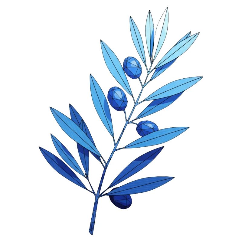 Succursale | Branches de feuilles bleues avec des myrtilles
