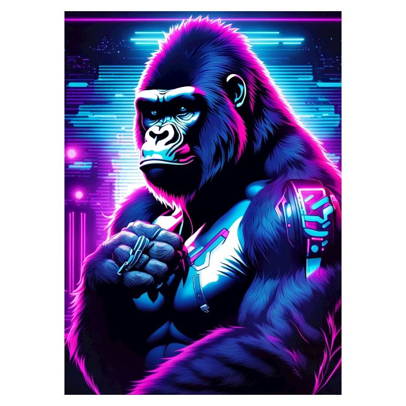 Gorille néon dans le style cyberpunk
