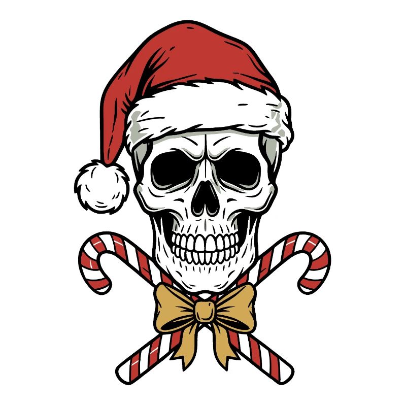 Crâne de Noël avec cannes de Noël