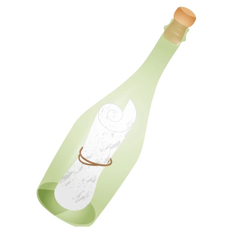 Romantic Vintage Message in a Bottle with Old Message