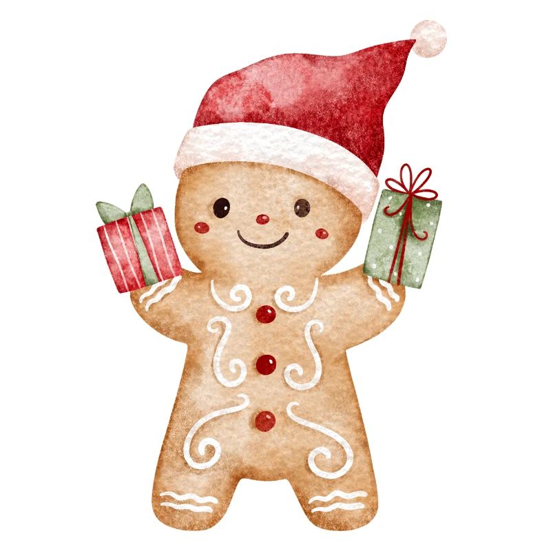 Lebkuchenmann mit Geschenken