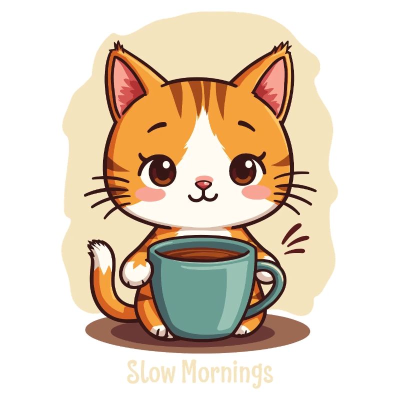 Langsame Morgenkatze mit Kaffee