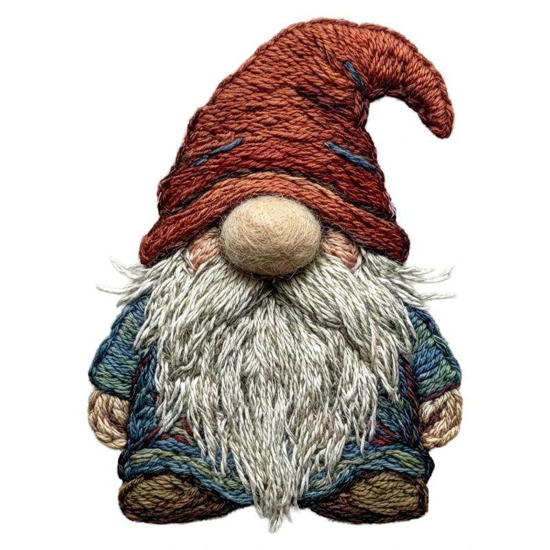 Gnome en aspect brodé (imprimé)