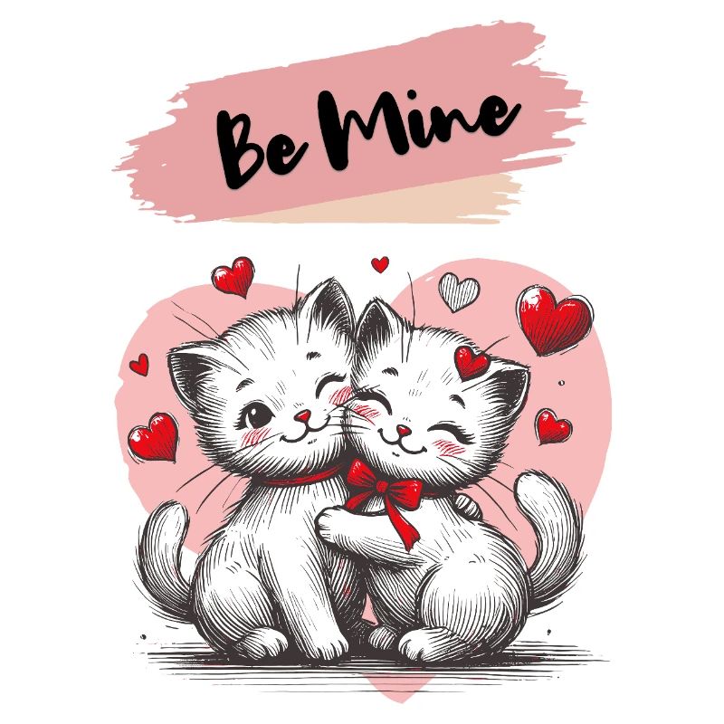 Be Mine Katzenkuscheln mit Herzen