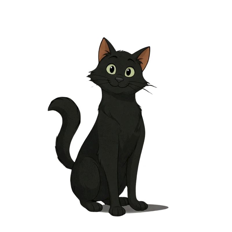 Mischievous Black Cat Illustration