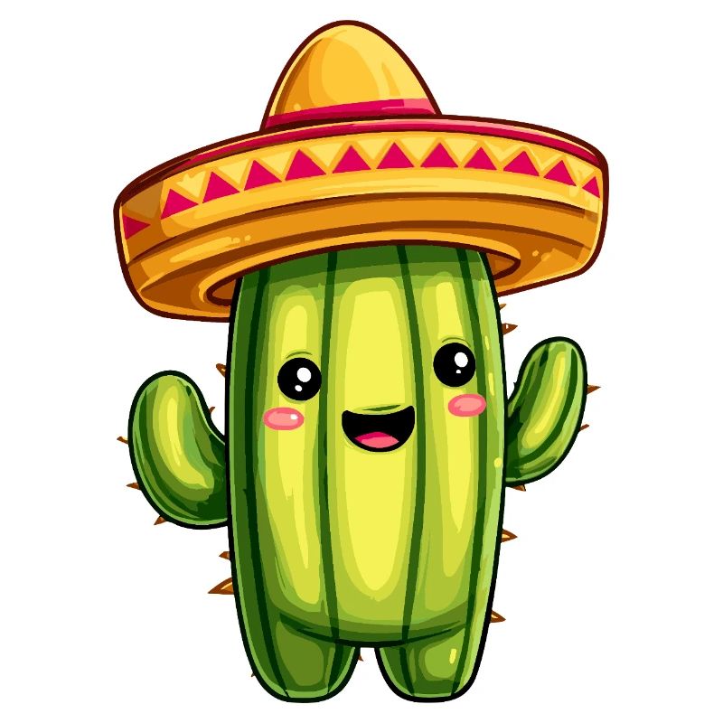 Cactus with Sombrero – kawaii Cactus