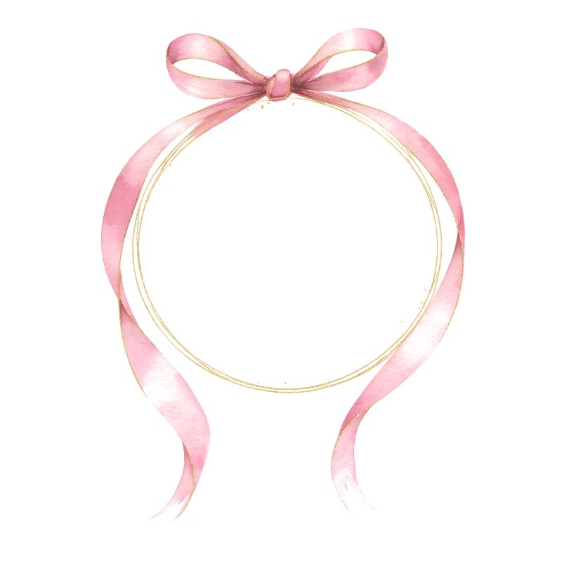 Bow Circle Pink Gold Customizable