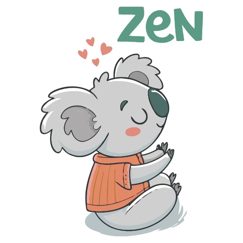 Koala Zen im orangefarbenen Pullover