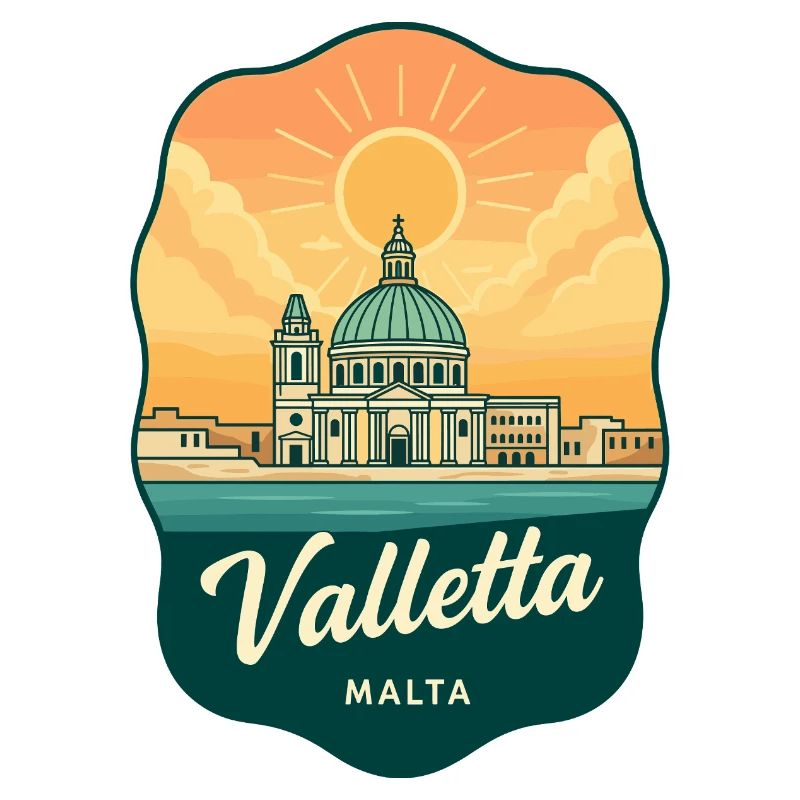 Valletta Malta Retro Sunset Reiseabzeichen