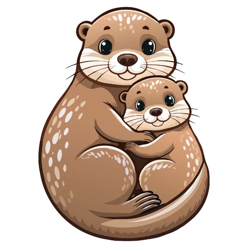 Mère loutre avec un petit