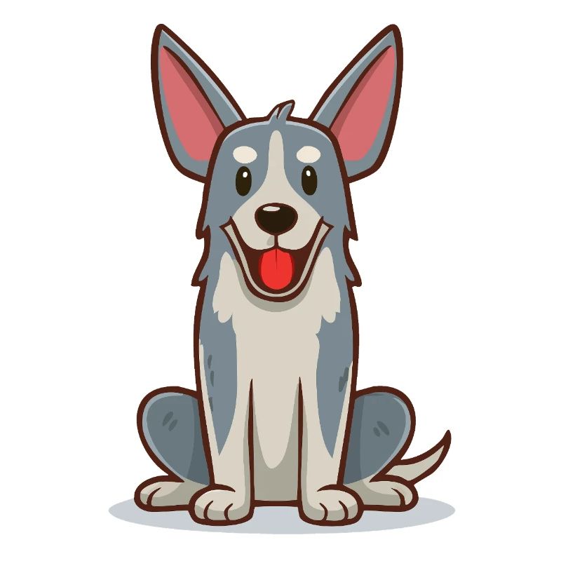 Kleiner, lustiger, grauer Hund (Comic)