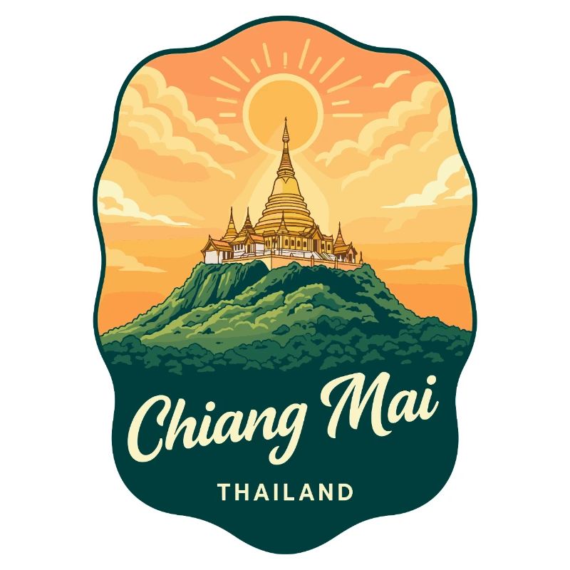 Chiang Mai Doi Suthep Retro-Reiseabzeichen