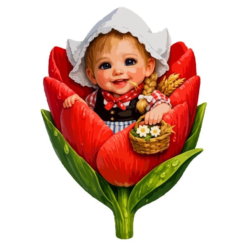 Bébé en fleur de tulipe rouge