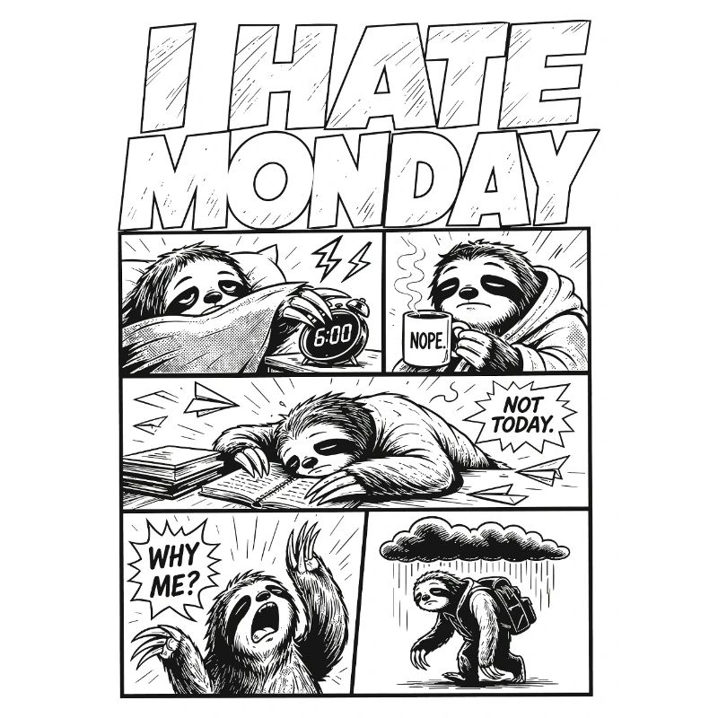 Je déteste Monday Sloth Comic